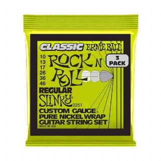 Ernie Ball Regular Slinky Classic Rock N Roll Pure Nickel Wrap 3251 經典搖滾鈍鎳 電吉他套弦 (3件組) 10-46